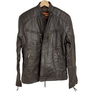 Excelled Leather Moto Jacket Brown Men's M